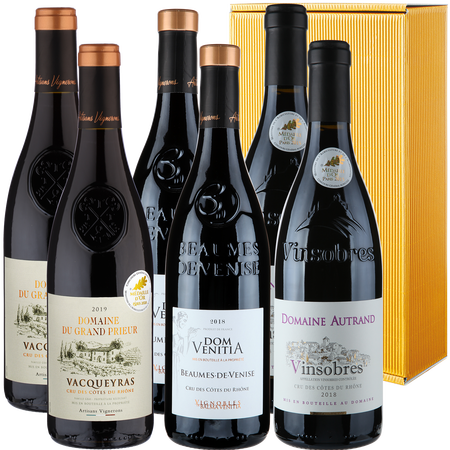 6 Fl. Geschenkpaket Cru du Rhône Rotweine